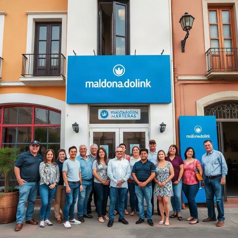 Equipo de Maldonadolink reunido frente a la sede en Av. Artigas, Las Piedras